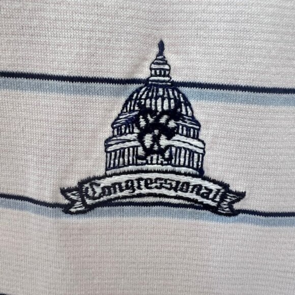 Jack Nicklaus x Congressional Country Club Polo Men’s L Pink Blue Stripes - Picture 3 of 4